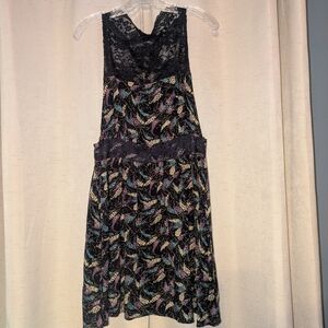 Free People Navy Multicolor Lace Mini Dress